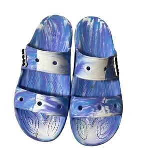 Crocs Classic Sandals Marble White Oxygen Two-Strap Mens Size 11